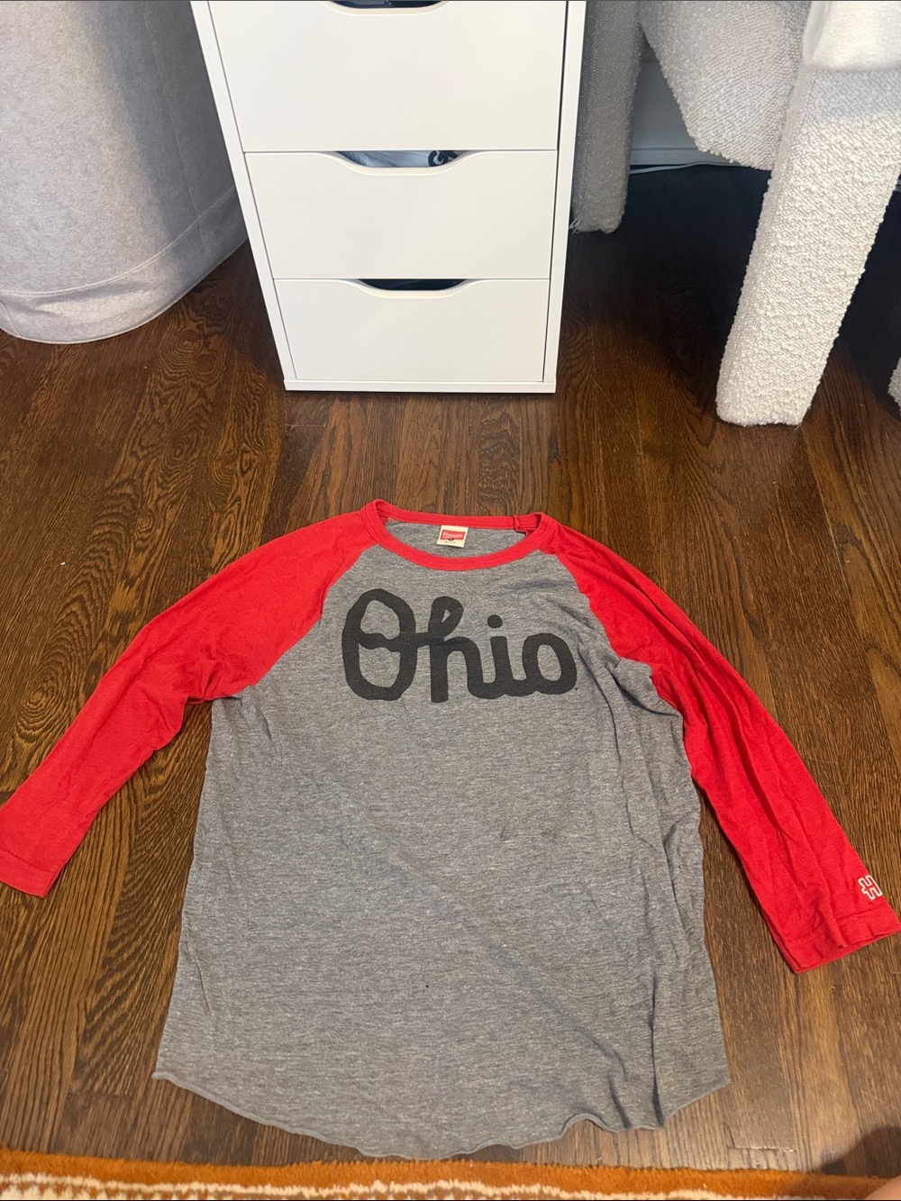 HOMAGE Ohio Raglan Long Sleeve Tee - Gray & Red